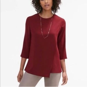 M.M.LAFLEUR The Bourgoise Blouse Pomegranate Drape Split Top Women's Extra Small